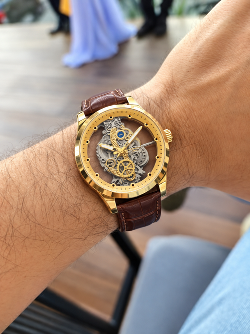 Customer photo of Benedicts Aurelio – Men's Gold Skeleton Watch