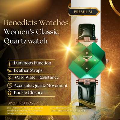 Classic Green Diamond Quartz Watch For Women