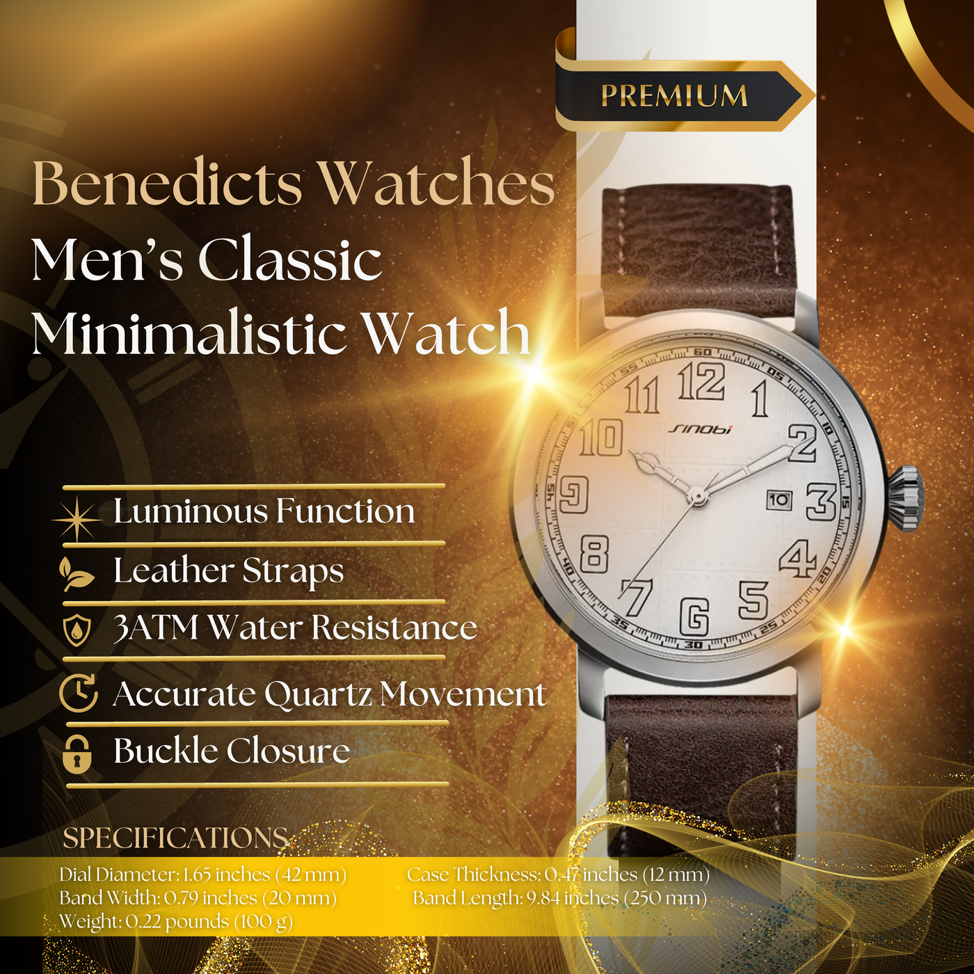 Classic Minimalistic Men's Leather Watch