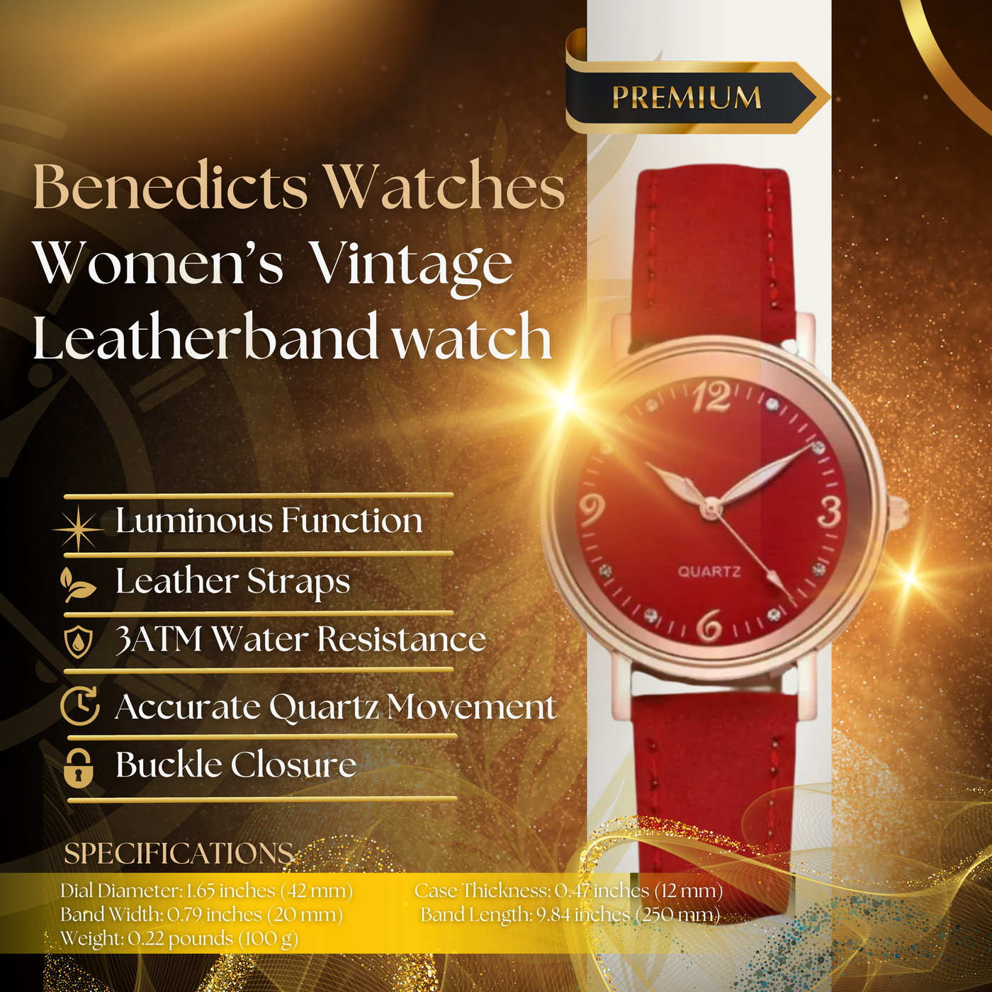Vintage Leather Band Watch for Women
