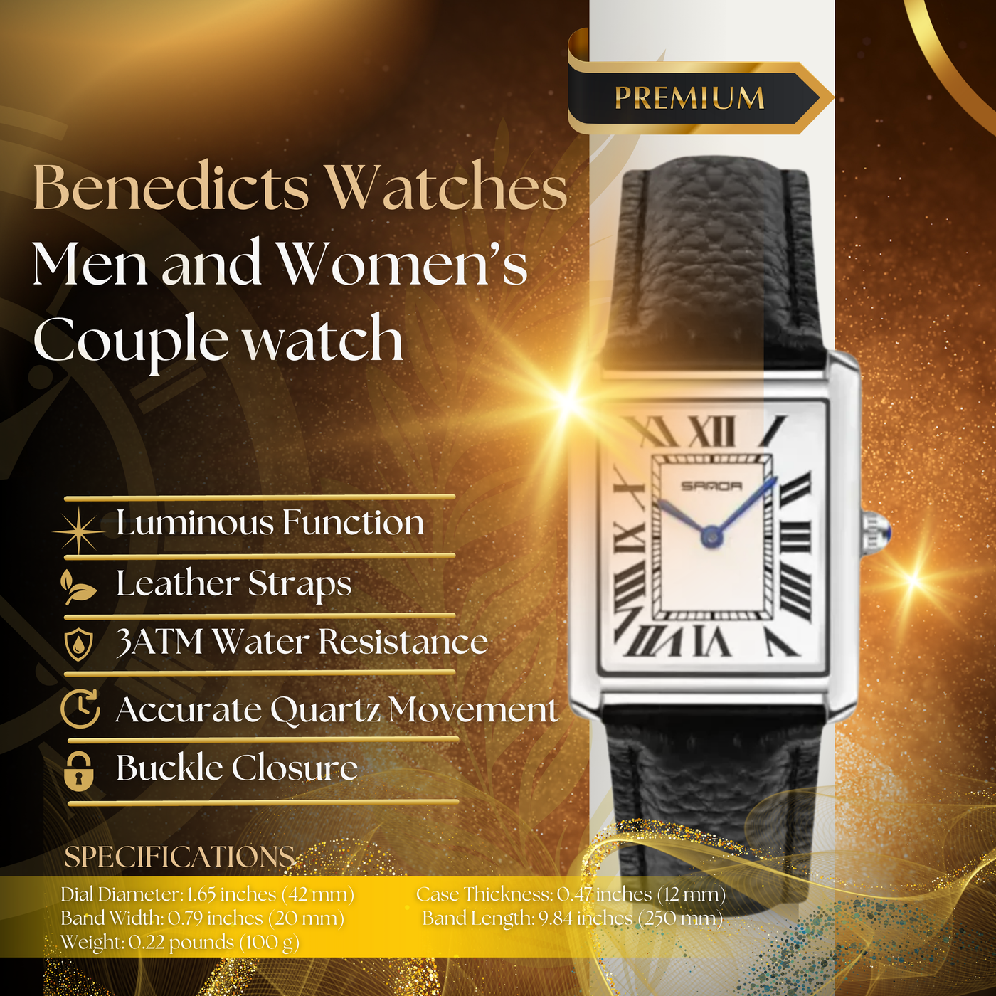 Casual Square Dial Watches for Couples