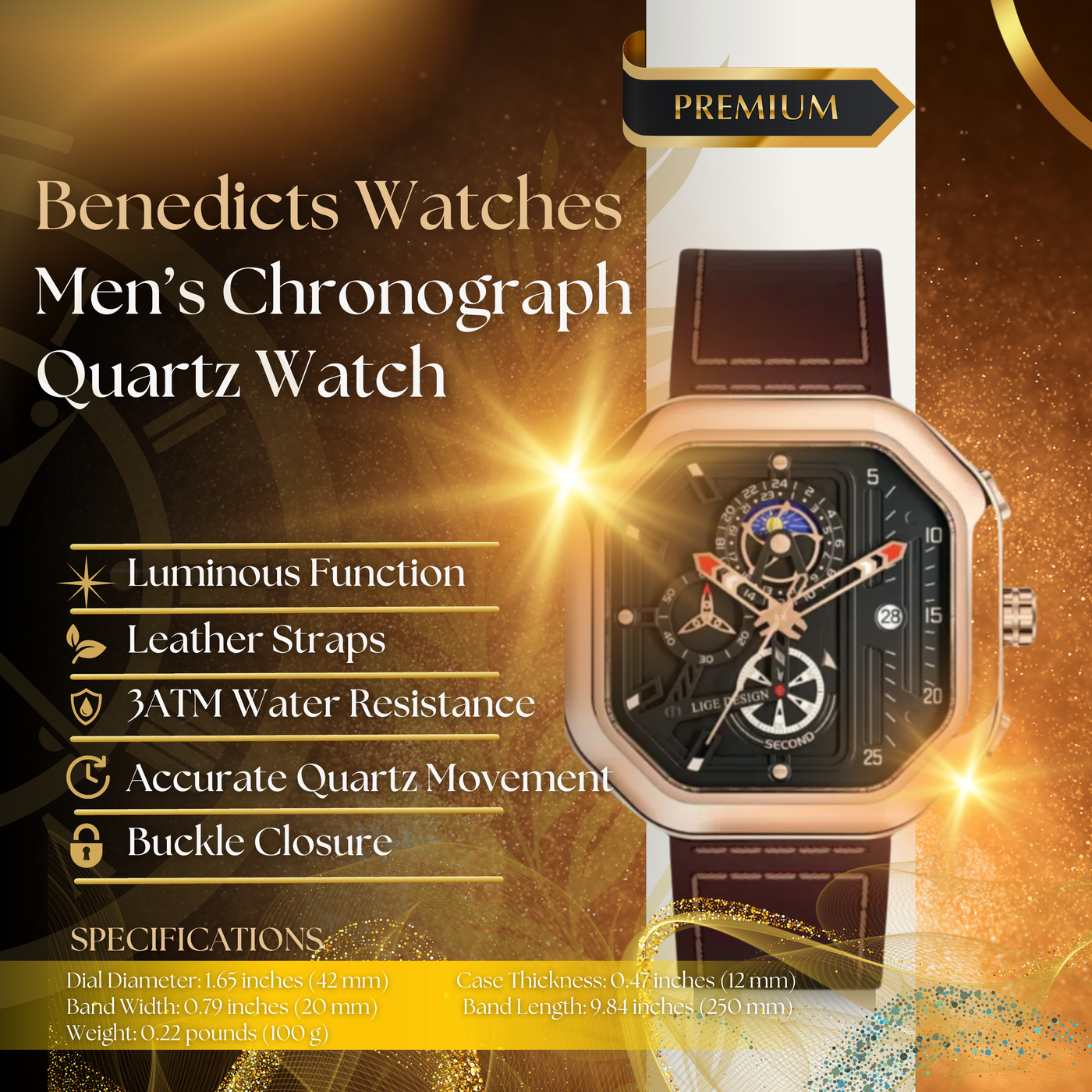 Modern Quartz Chronograph Watch