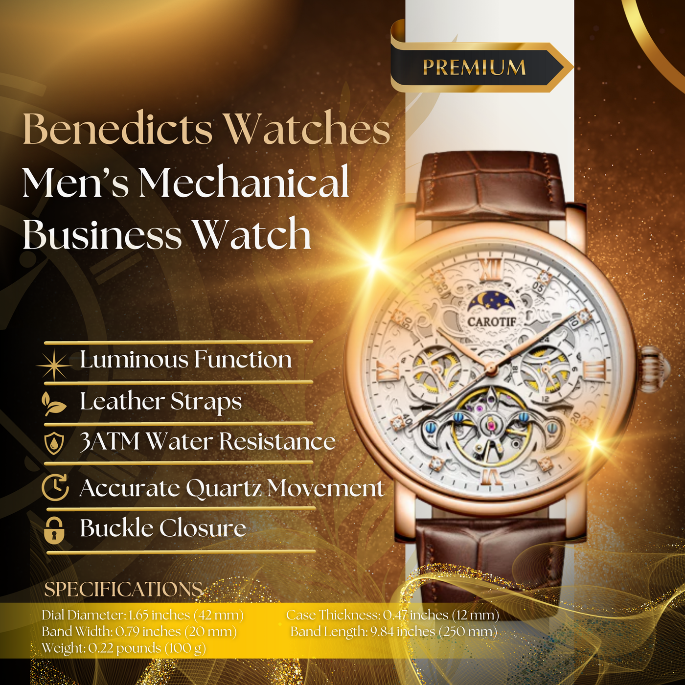 Trendy Mechanical Men's Business Leather Watch