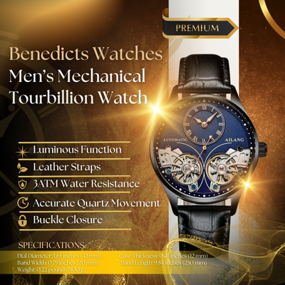 Vintage Style Double Tourbillion Luminous Men's Mechanical Watch