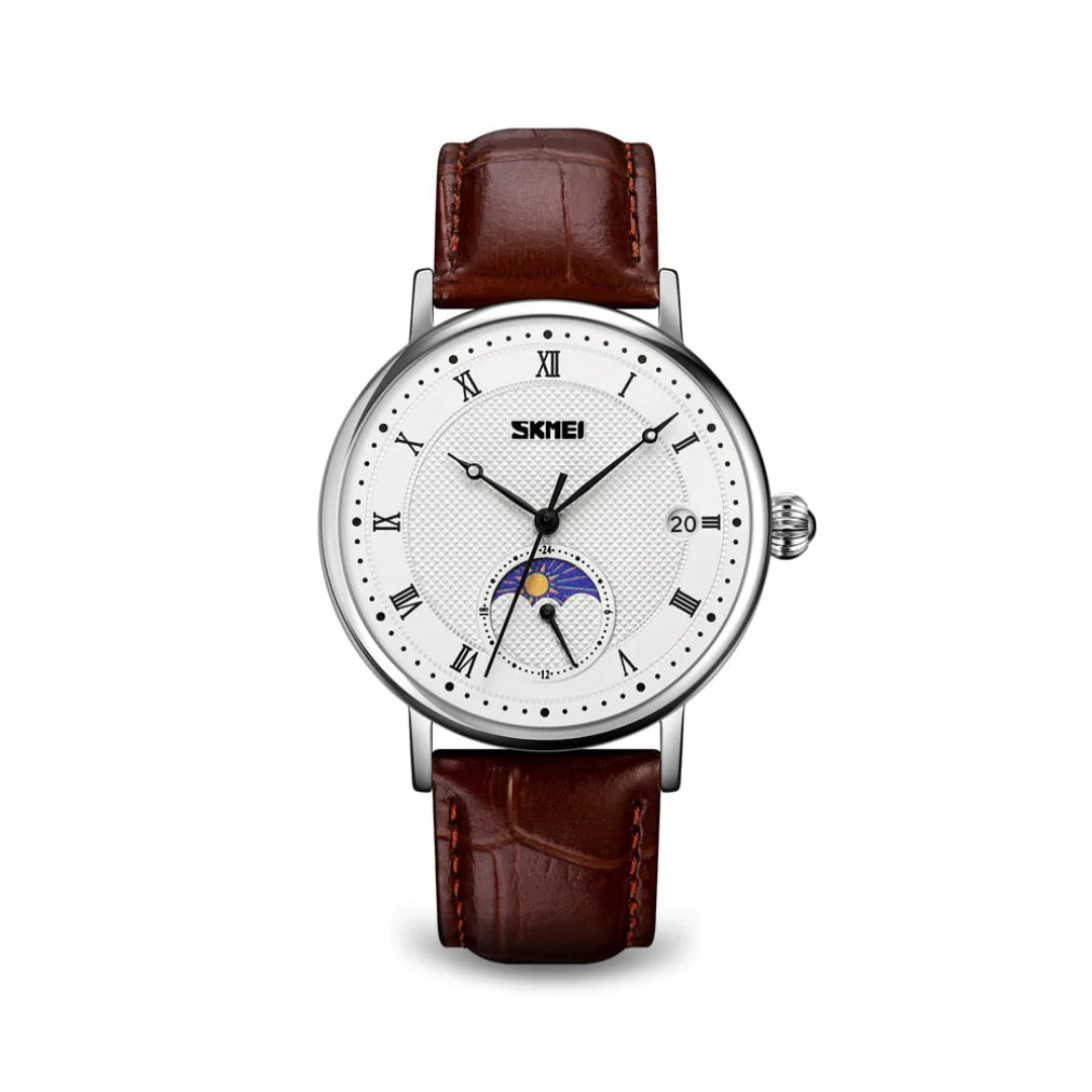 Fashionable Crystal Moon Men's Stainless Steel Watch