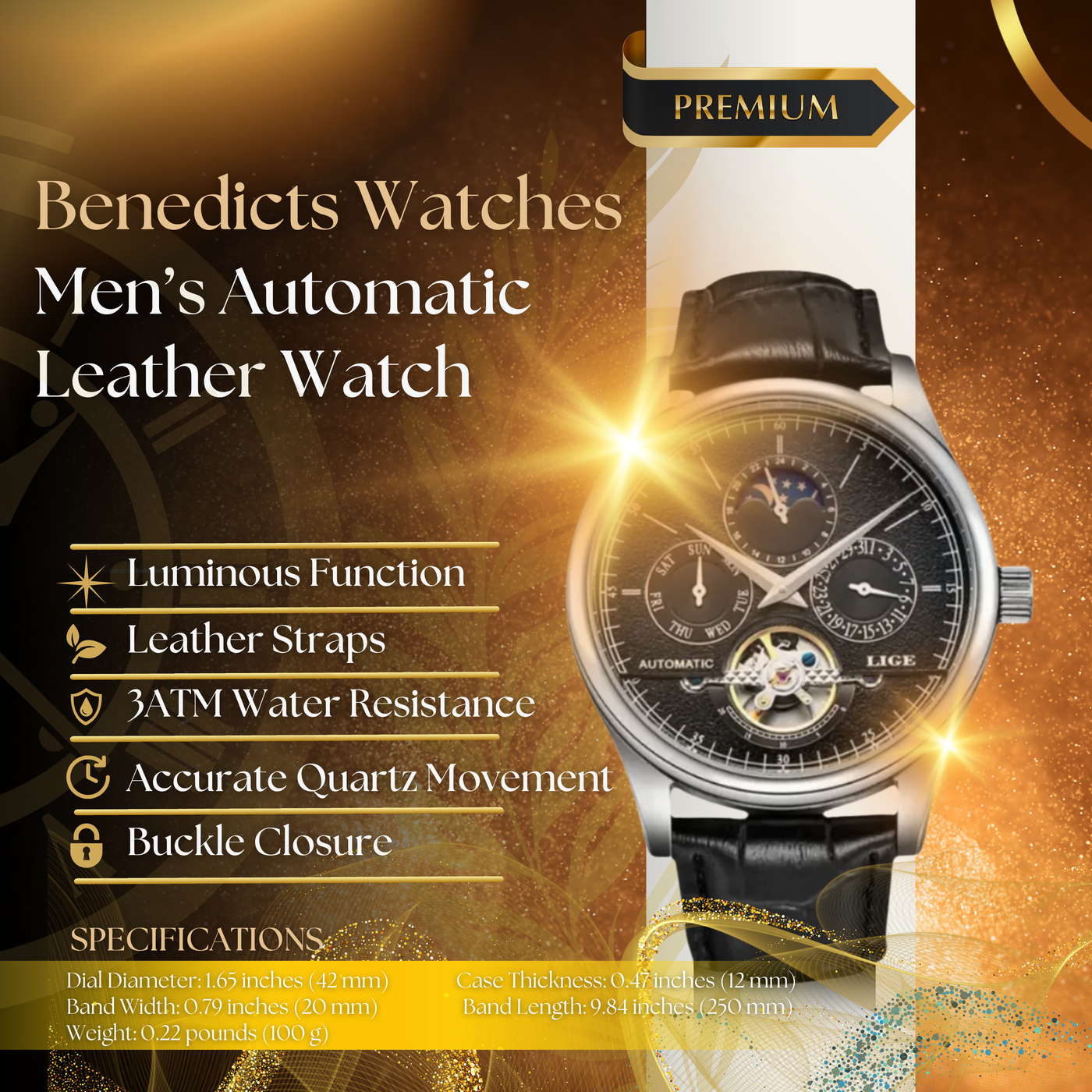 Classic Automatic Men's Leather Watch
