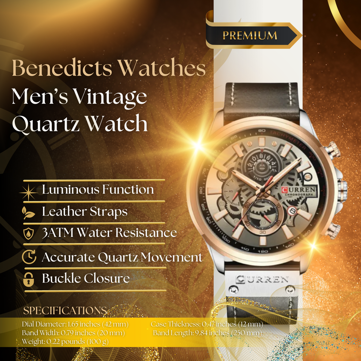 Vintage Multifunction Quartz Calendar Watch