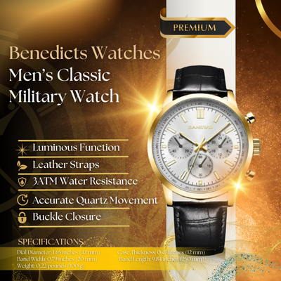 Classic Sport Military Business Leather Quartz Watch