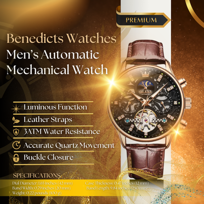 Classic Mechanical Automatic Men's Watch with Leather Band