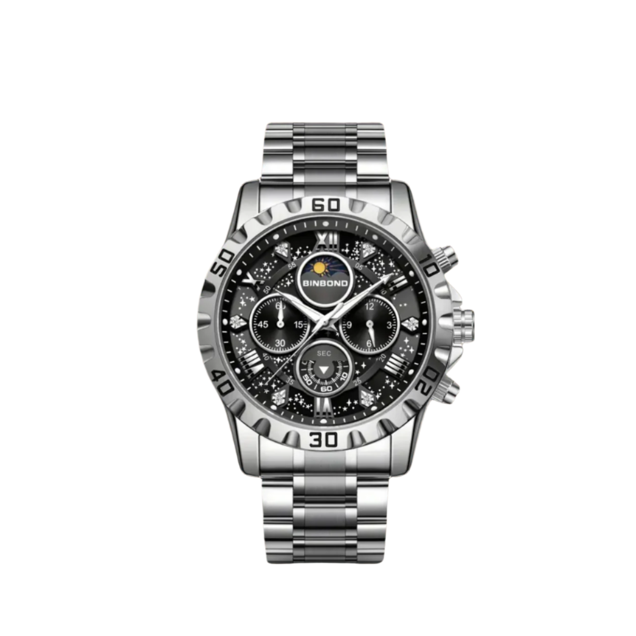 Classic Chronograph Watch with Metal Band for Men