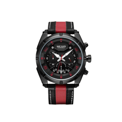 Classic Leather Military Sport Chronograph Watch