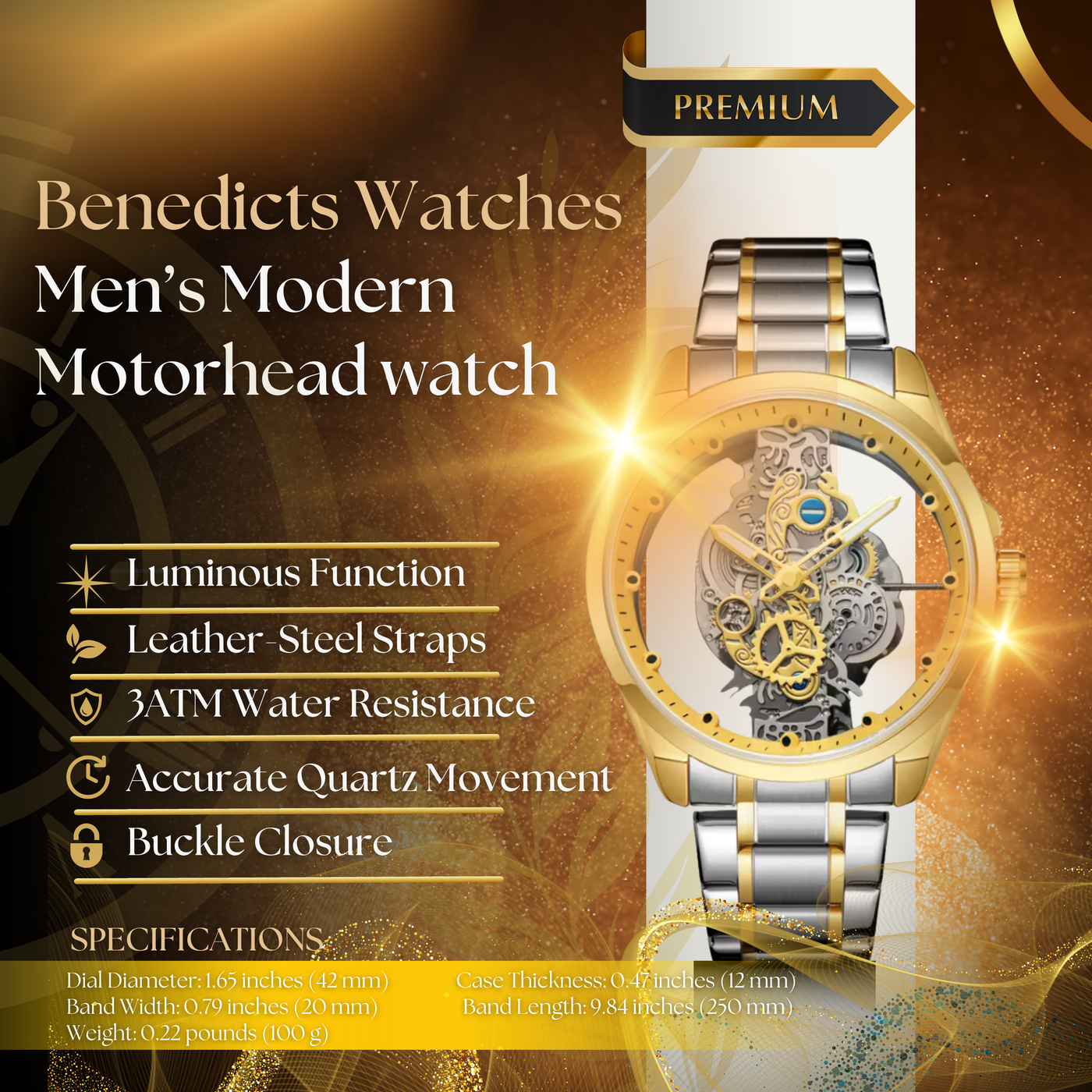 Modern Motor Head Lone Wolf - Wild Gold Edition Men's Watch