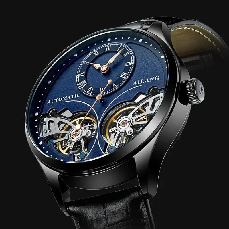 Vintage Style Double Tourbillion Luminous Men's Mechanical Watch