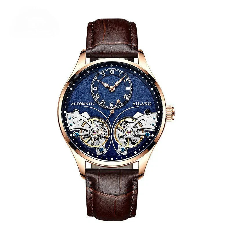 Vintage Style Double Tourbillion Luminous Men's Mechanical Watch