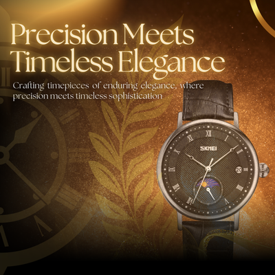 Fashionable Crystal Moon Men's Stainless Steel Watch