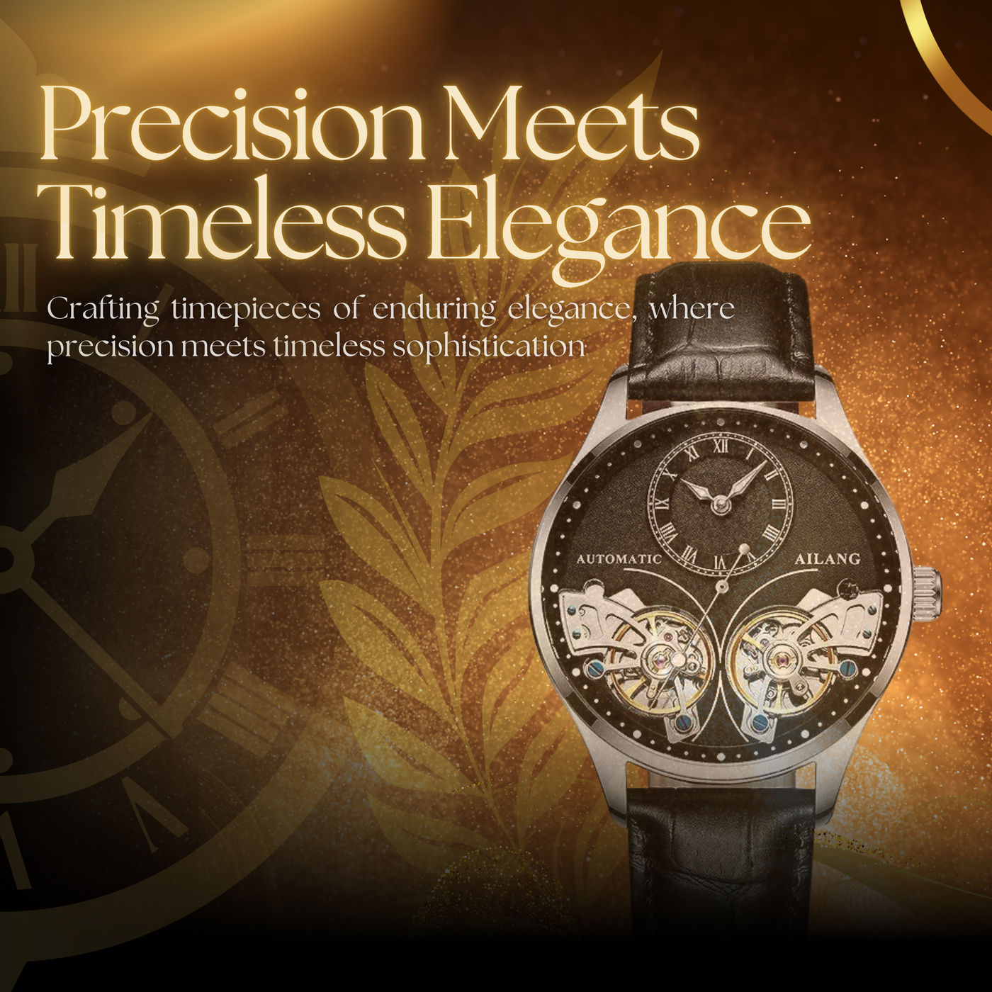 Vintage Style Double Tourbillion Luminous Men's Mechanical Watch