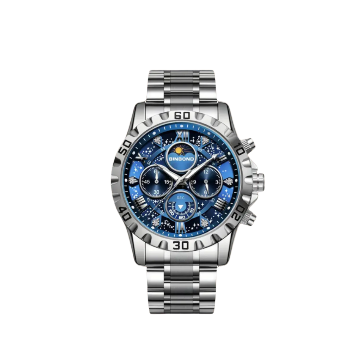 Classic Chronograph Watch with Metal Band for Men