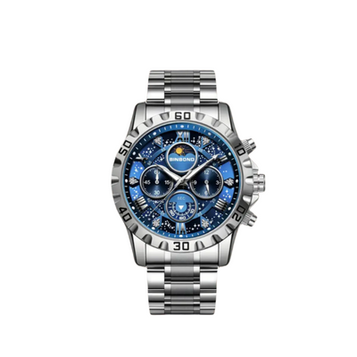 Classic Chronograph Watch with Metal Band for Men
