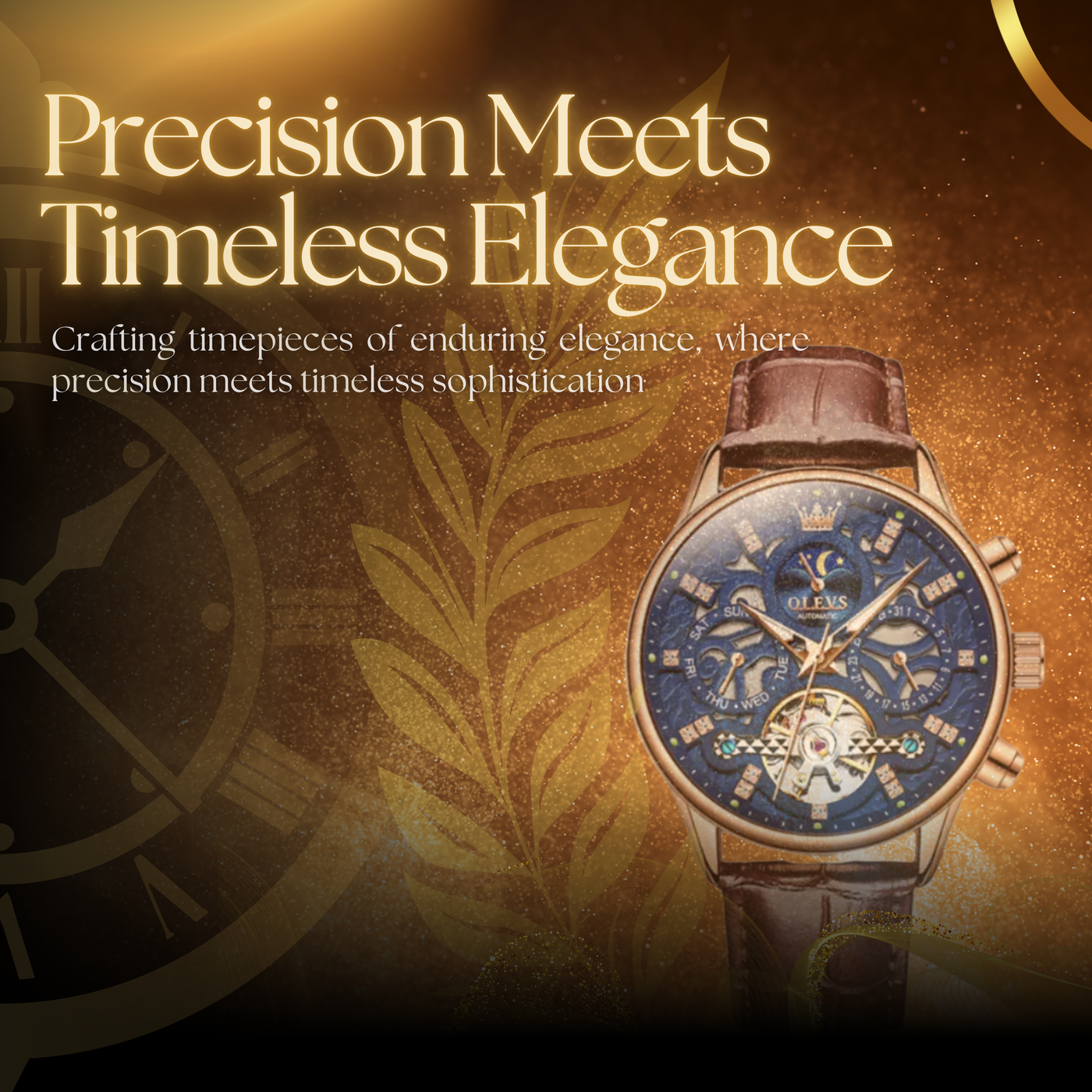 Classic Mechanical Automatic Men's Watch with Leather Band