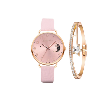 Modern Moon Numbers Dial Watch and Bracelets Set