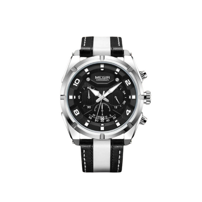Classic Leather Military Sport Chronograph Watch