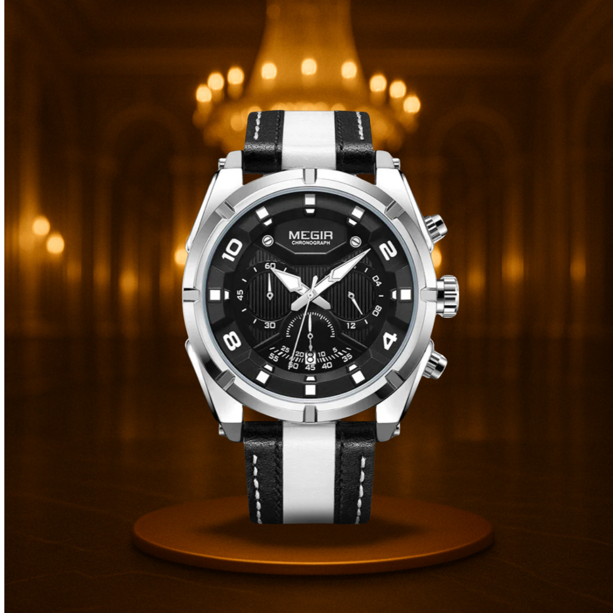 Classic Leather Military Sport Chronograph Watch