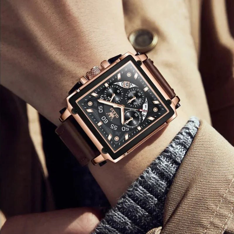 Modern Square Dial Chronograph Watch