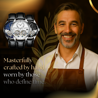 Vintage Style Double Tourbillion Luminous Men's Mechanical Watch