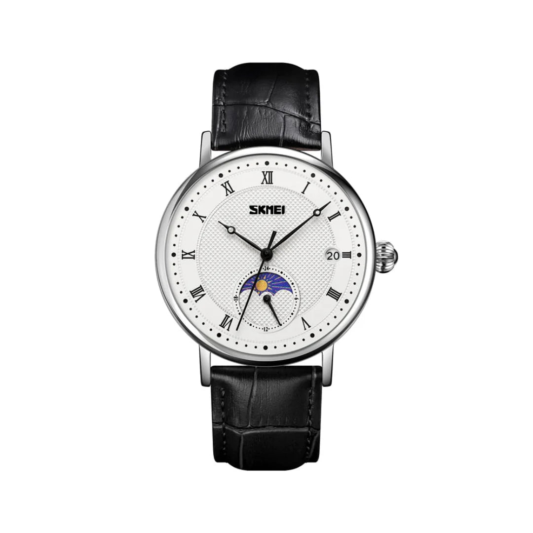 Fashionable Crystal Moon Men's Stainless Steel Watch