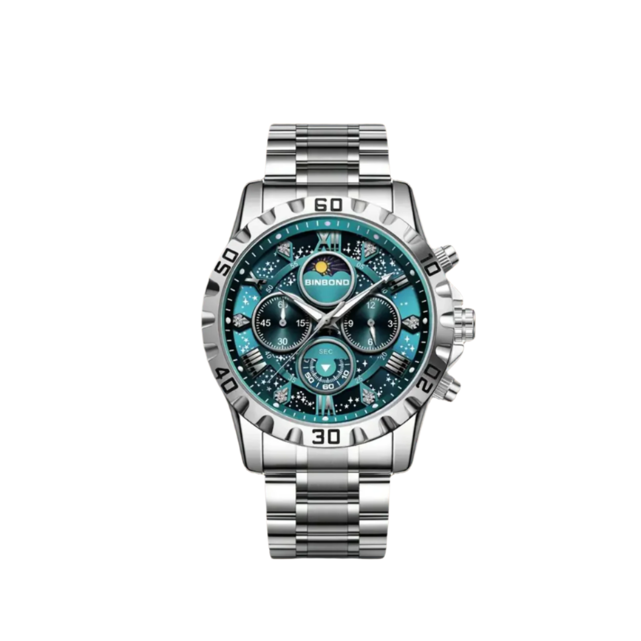 Classic Chronograph Watch with Metal Band for Men