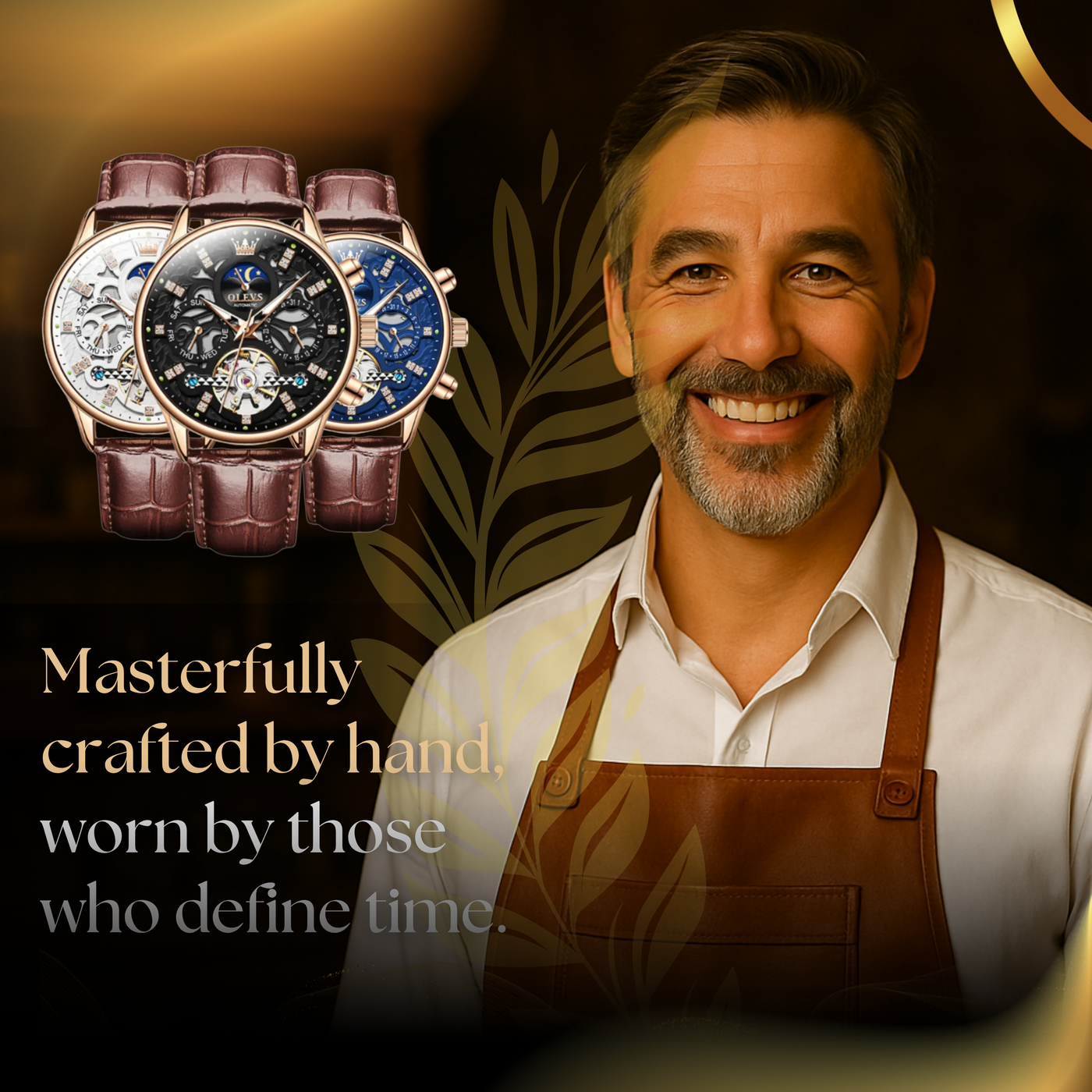 Classic Mechanical Automatic Men's Watch with Leather Band