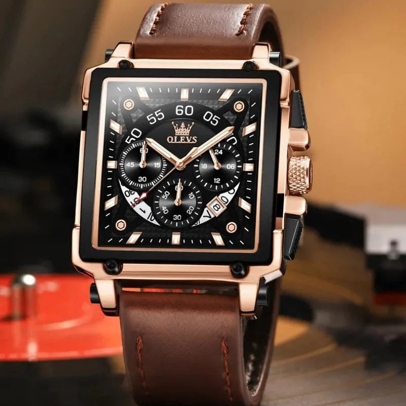Modern Style Square Dial Chronograph Watch