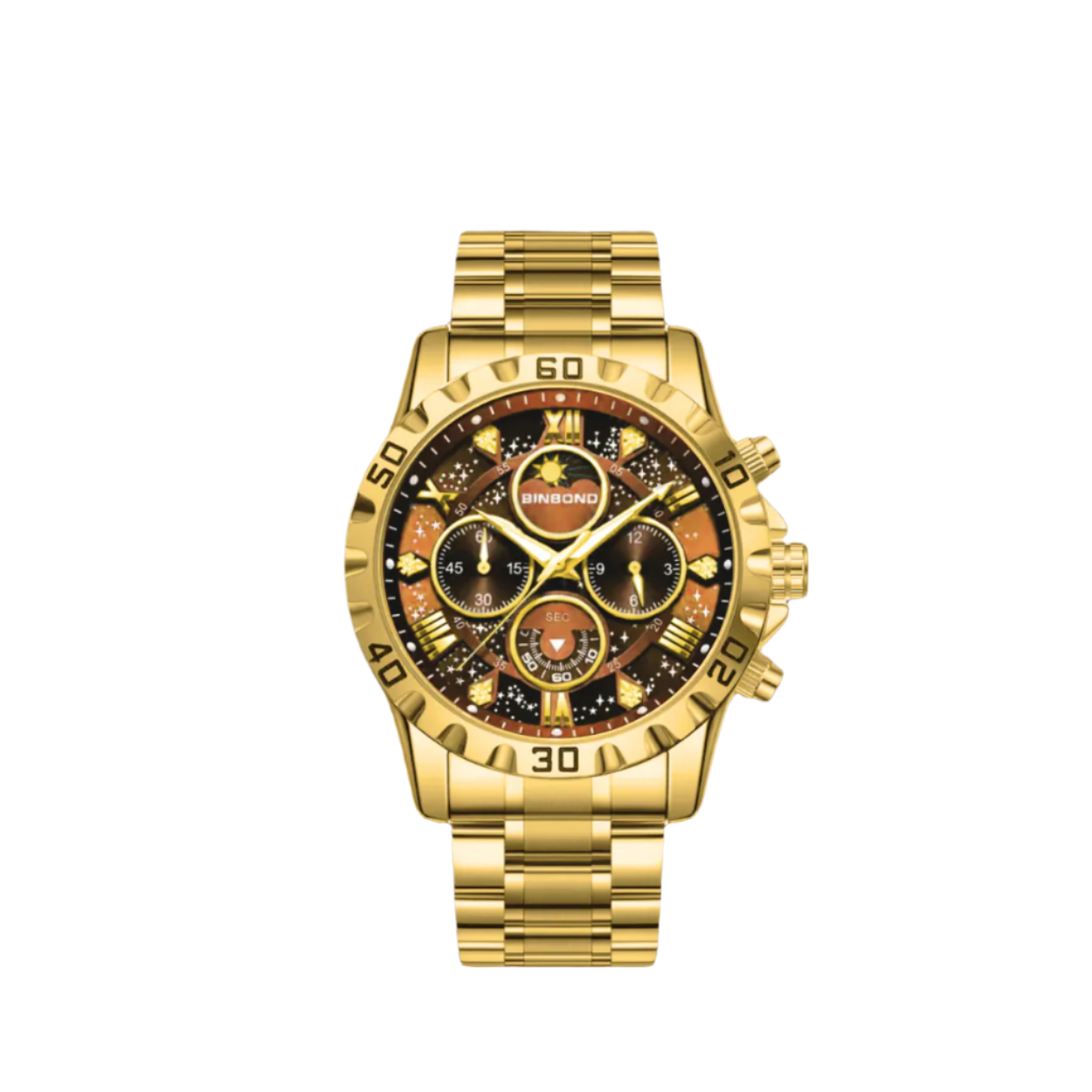 Classic Chronograph Watch with Metal Band for Men