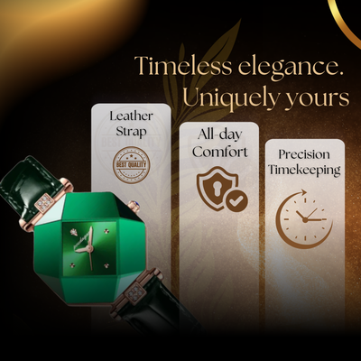 Classic Green Diamond Quartz Watch For Women
