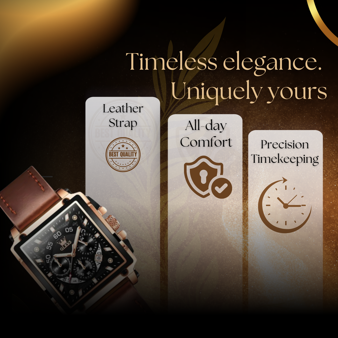 Modern Style Square Dial Chronograph Watch