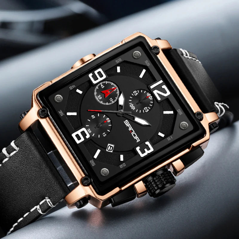 Modern Men’s Leather Quartz Tactical Watch