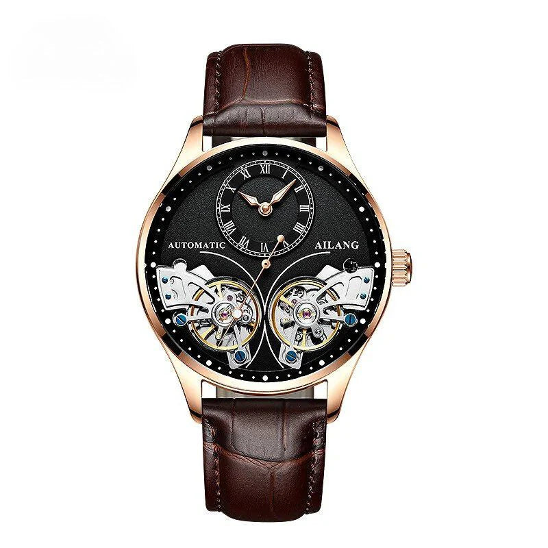 Vintage Style Double Tourbillion Luminous Men's Mechanical Watch