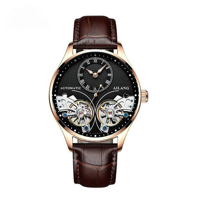 Vintage Style Double Tourbillion Luminous Men's Mechanical Watch