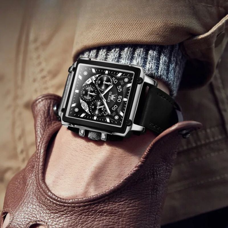 Modern Square Dial Chronograph Watch