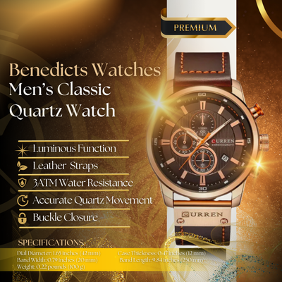 Classic Quartz Watch with Leather Band