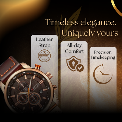 Classic Quartz Watch with Leather Band