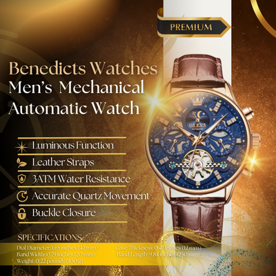 Mechanical Automatic Watch with Leather Band