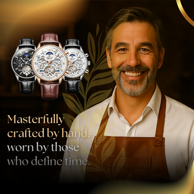 Mechanical Automatic Watch with Leather Band