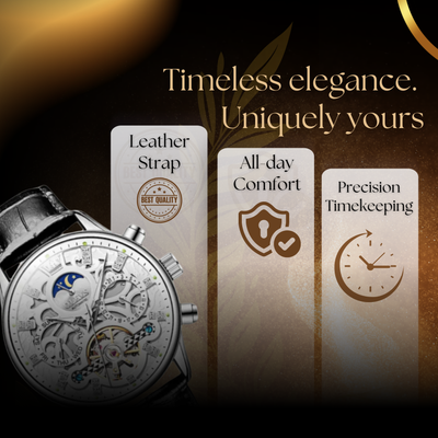 Mechanical Automatic Watch with Leather Band