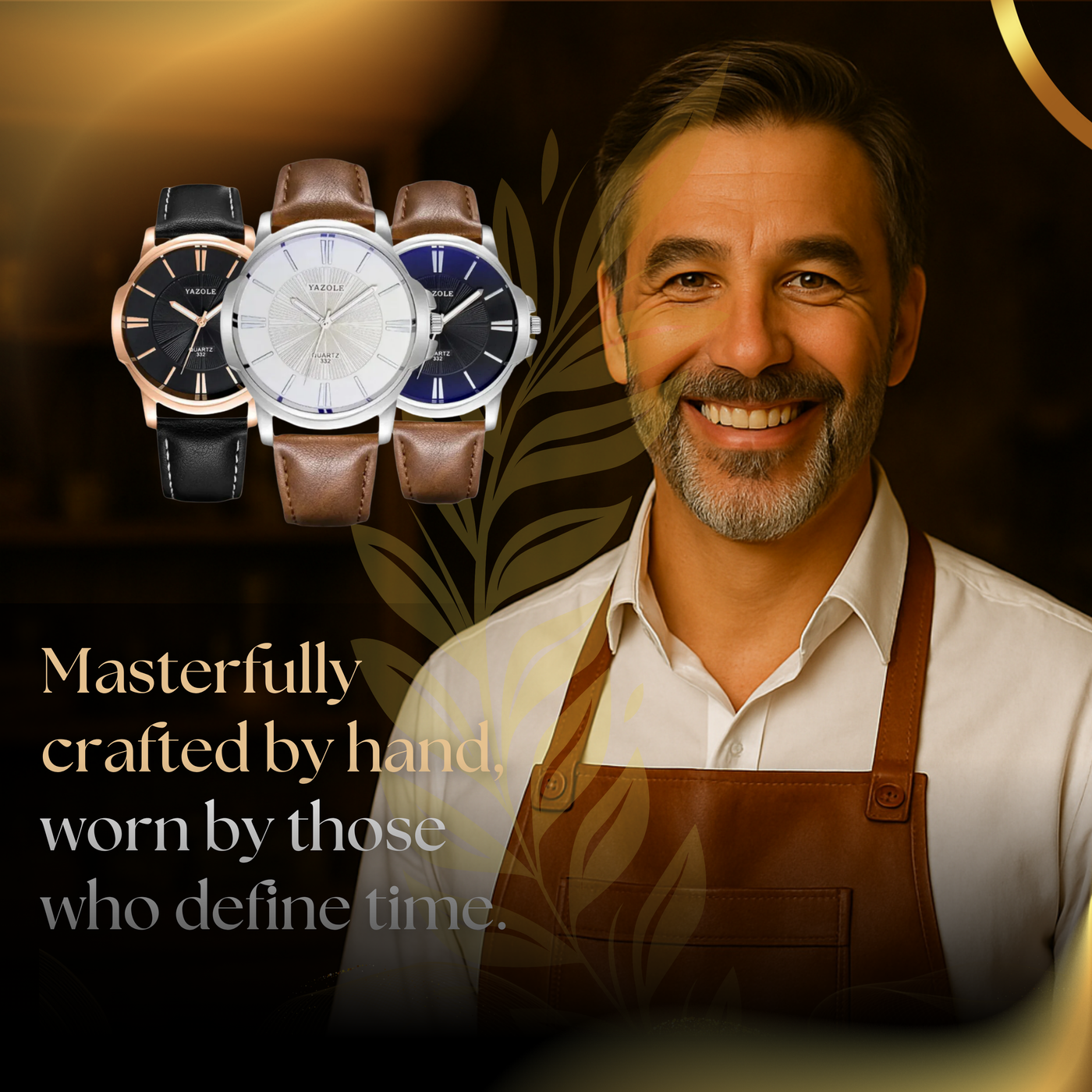 Classic Blue Glass Leather Watch