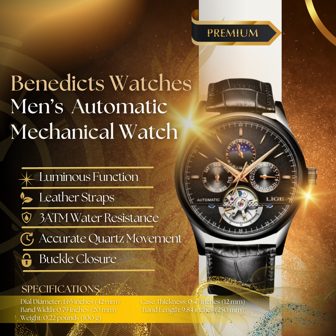 Automatic Mechanical Tourbillon Watch
