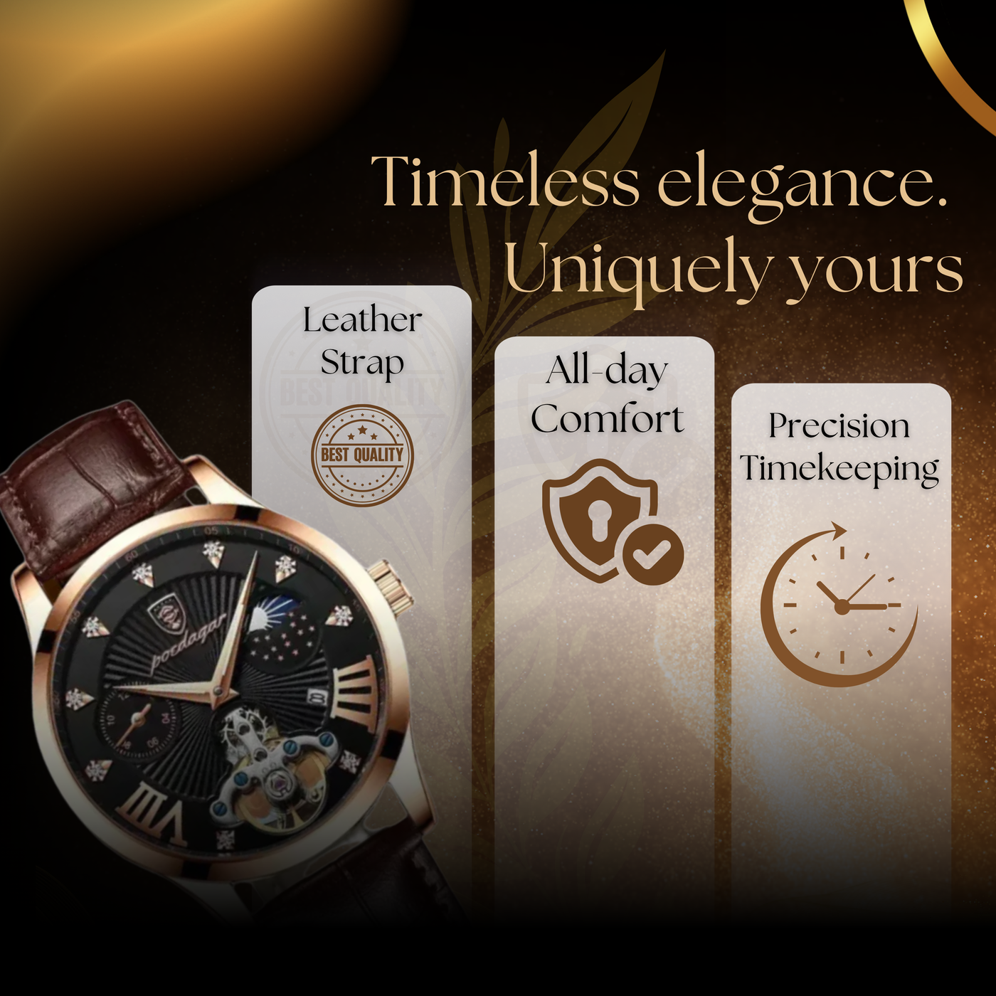 Men's Casual Leather Strap Quartz Watch