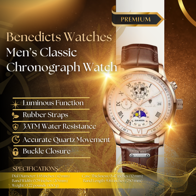 Classic Leather Band Chronograph Watch for Men