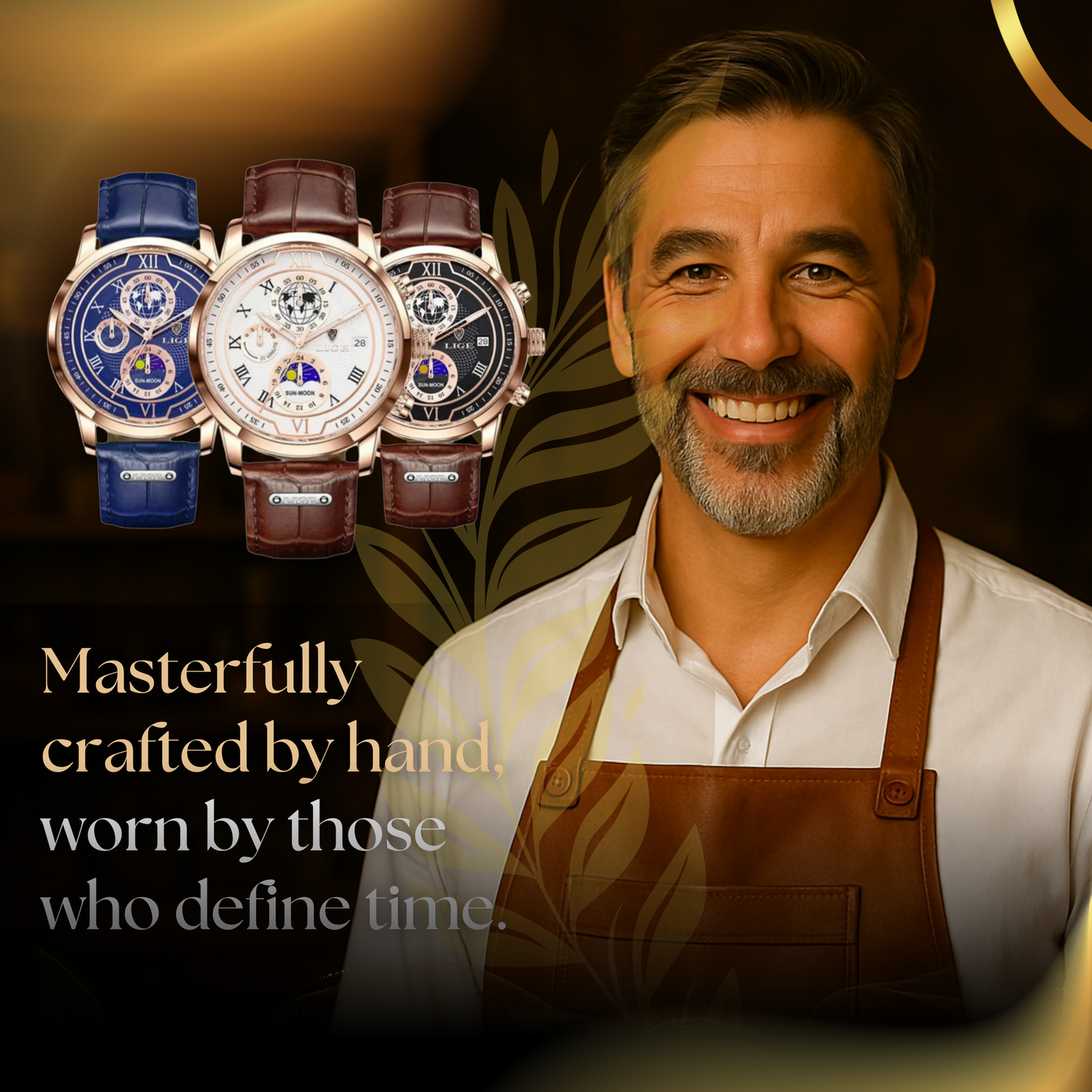 Classic Leather Band Chronograph Watch for Men