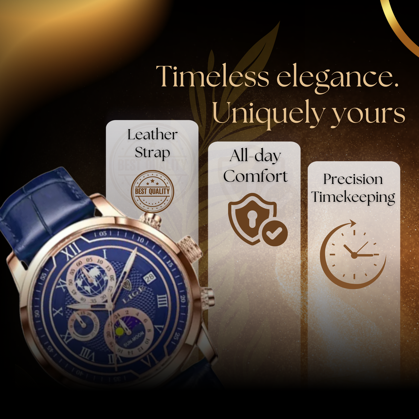 Classic Leather Band Chronograph Watch for Men